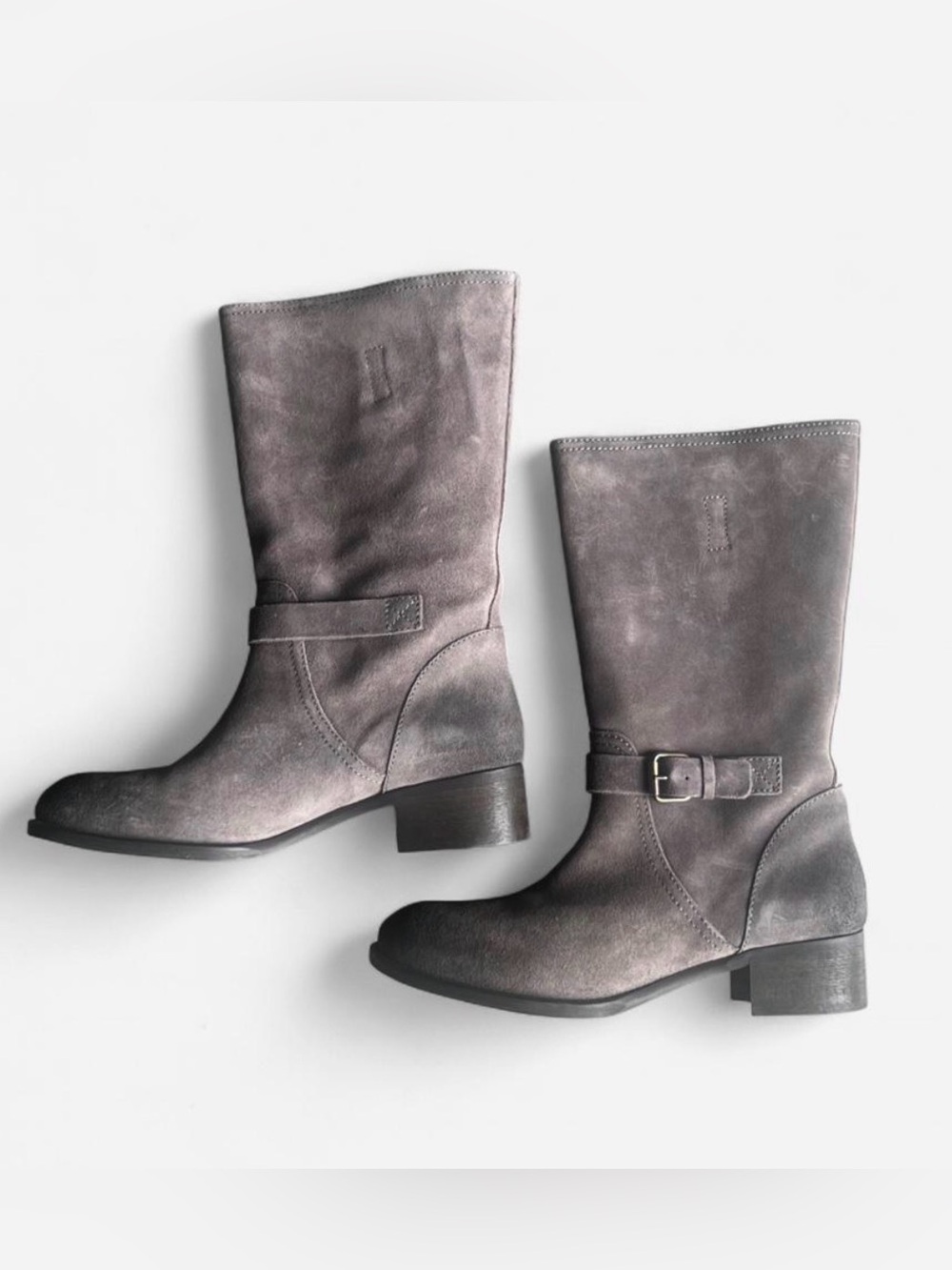 NWOT J. Crew Ryder Gray Suede Mid-Calf Buckle Boot women’s size 9.5
